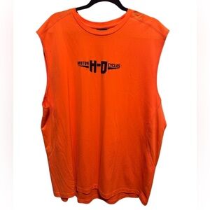 Harley Davidson Men’s Orange Sleeveless Muscle Shirt Dri-Fit Sz 3XL